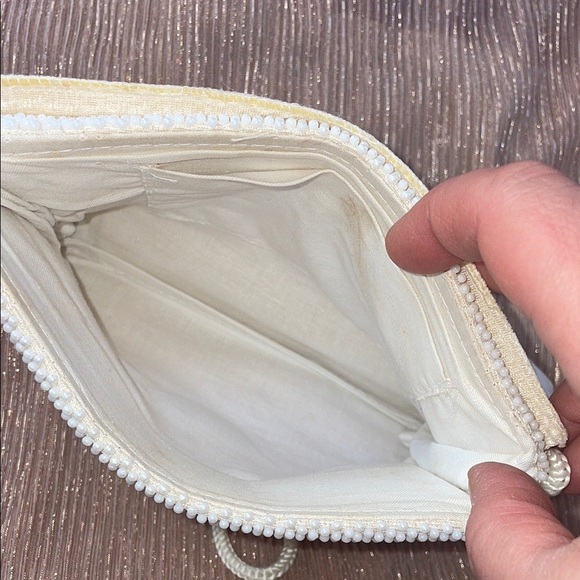 White Textured Clutch with Flap Closure - Picture 8 of 9